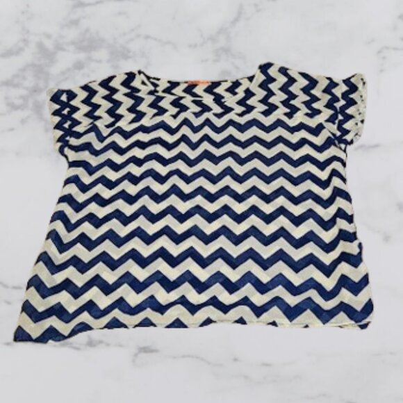 Speechless Sheer Striped Blue and White Short Sleeve Shirt - Like New - Picture 1 of 3